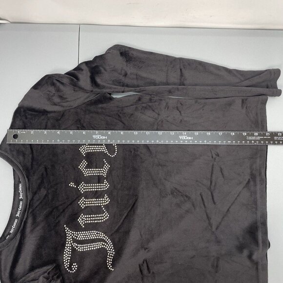 Juicy Couture Pajama Top Sleepwear Rhinestone Bling Logo Velour Black Womens S - Picture 8 of 9
